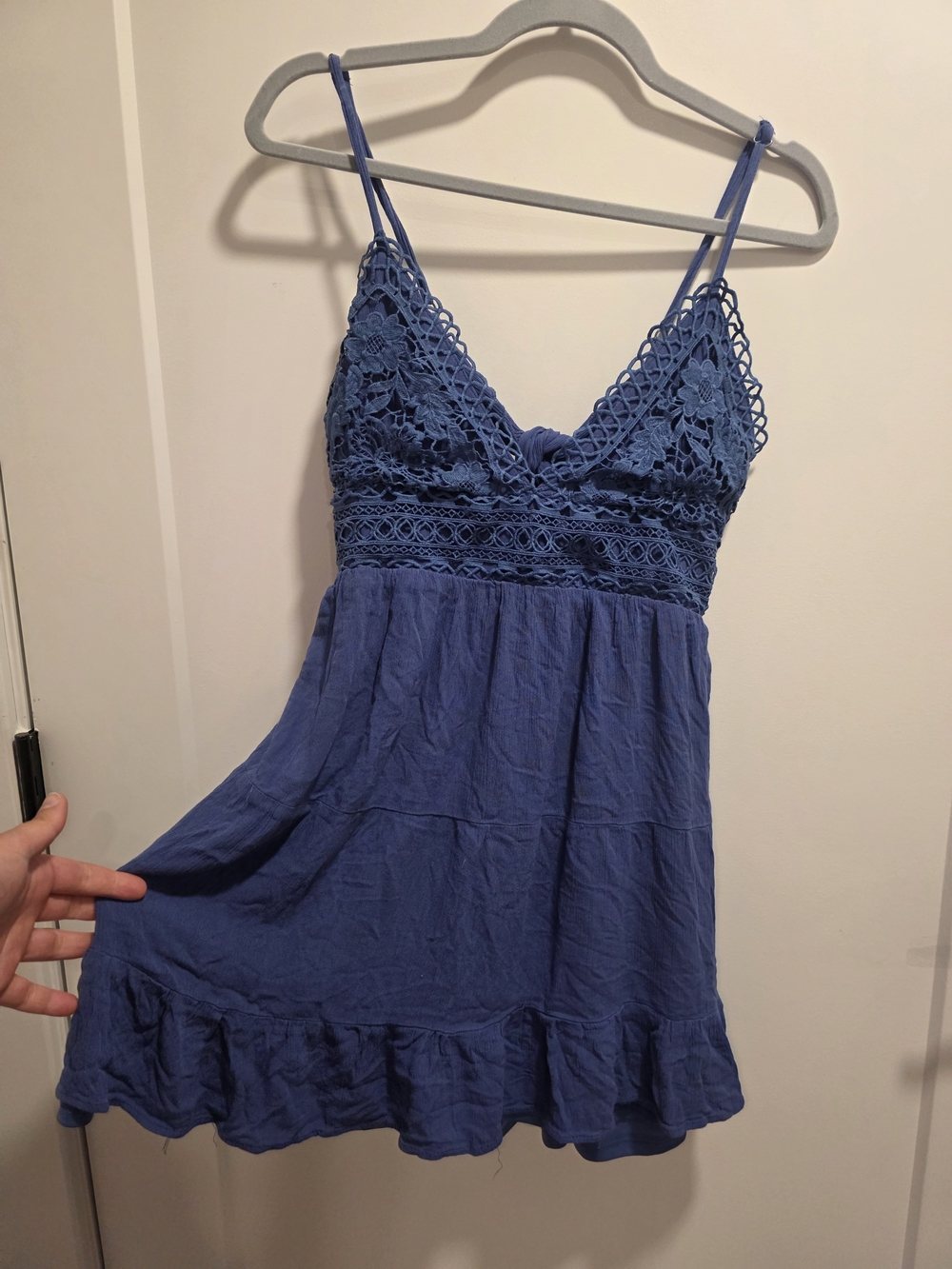 Blue Crochet Summer Dress- Large